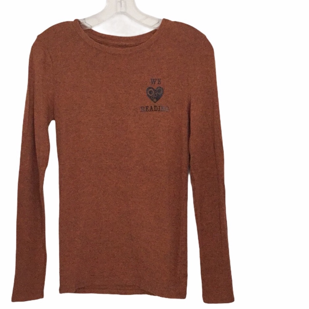 A.N.D. long sleeve Pima cotton rust n brown tee shirt